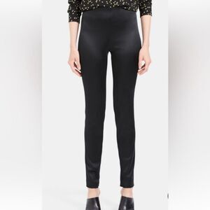 Theory Skinny Stretch Satin Leggings Women's Size 2 Side Zip Zippered Hem Fairy